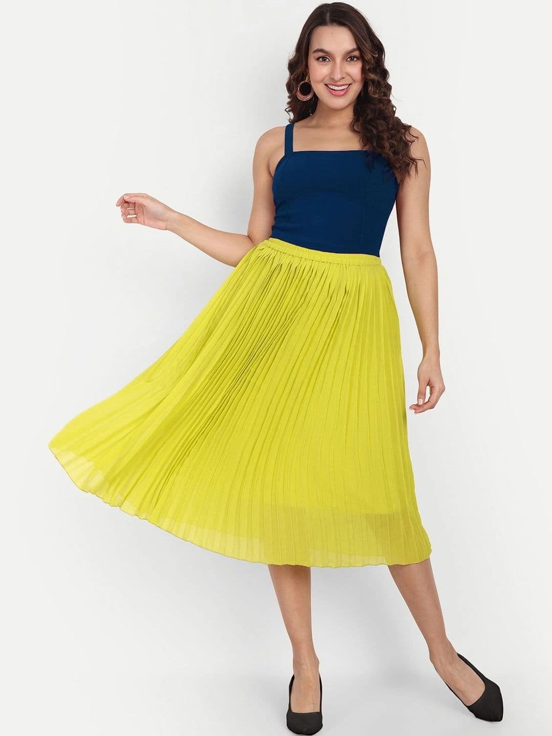 Aaruvi Ruchi Verma Women Accordion Pleated Midi A-Line Skirt thumbnail 6