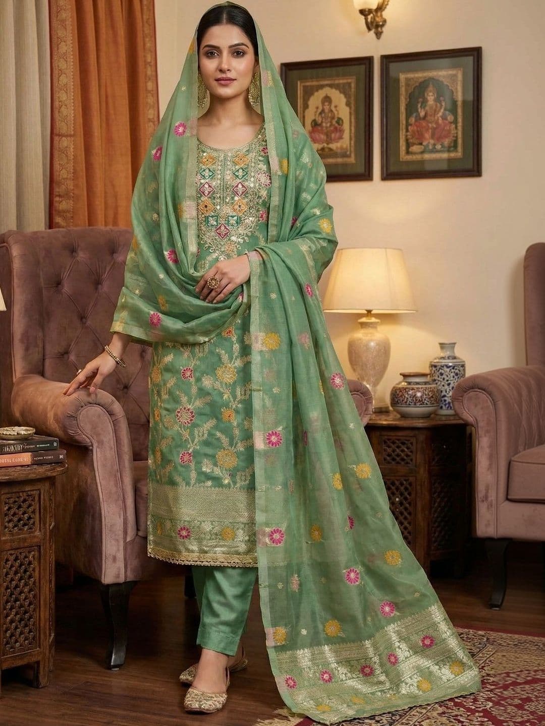 TAVAS Unstitched Dress Material - view 1