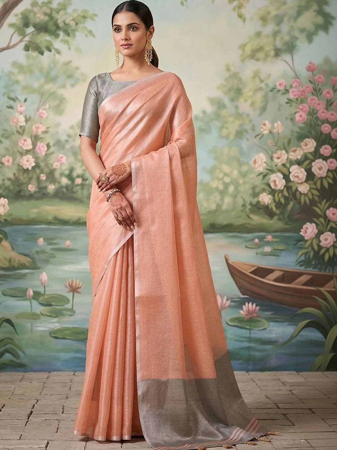 Mitera Woven Design Tissue Saree - view 1