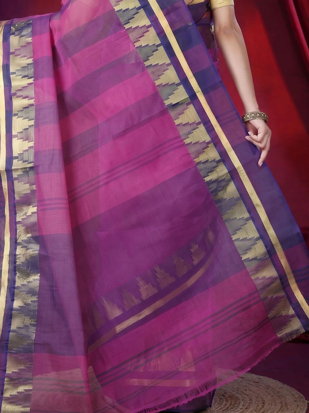 GitAsit Woven Design Zari Pure Cotton Handloom Taant Saree thumbnail 7