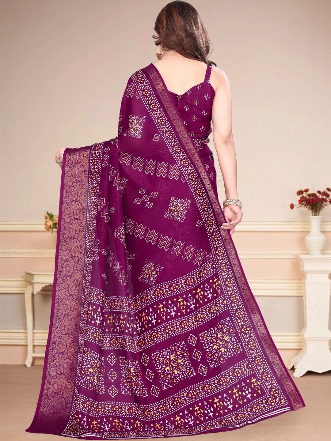 BOLOKA Bandhani Zari Art Silk Designer Bandhani Saree thumbnail 3