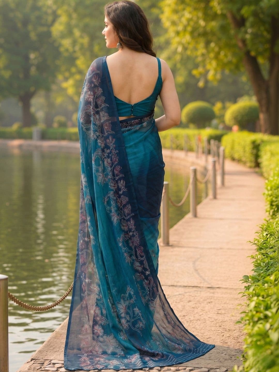 BOLOKA Floral Poly Georgette Designer Saree thumbnail 4