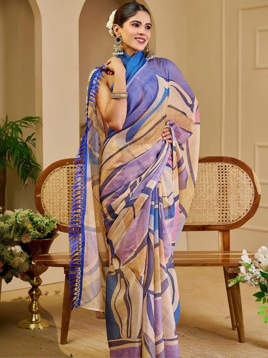 ZAMUNA Tissue Designer Bhagalpuri Saree thumbnail 2