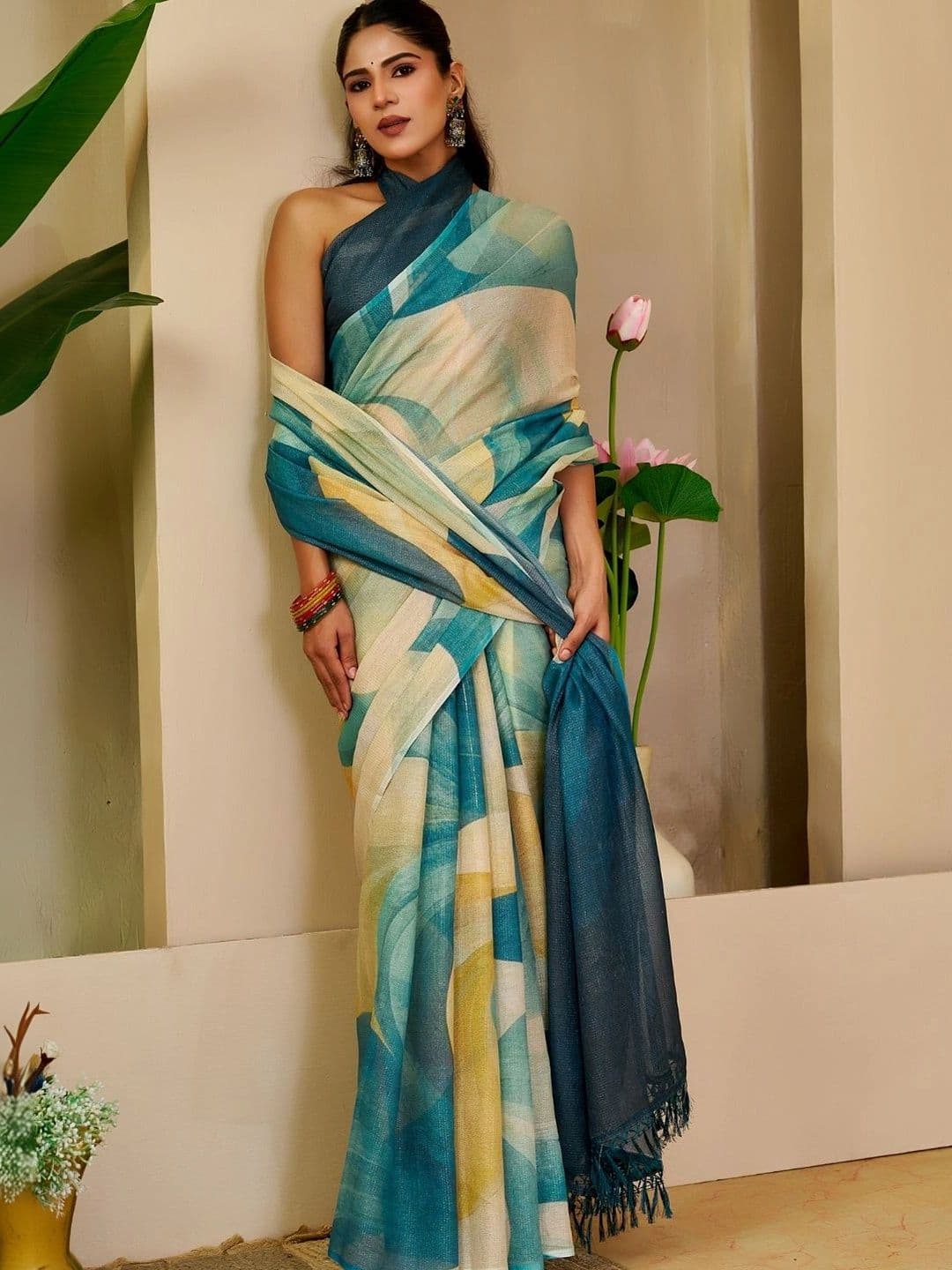 ZAMUNA Tissue Designer Bhagalpuri Saree thumbnail 3
