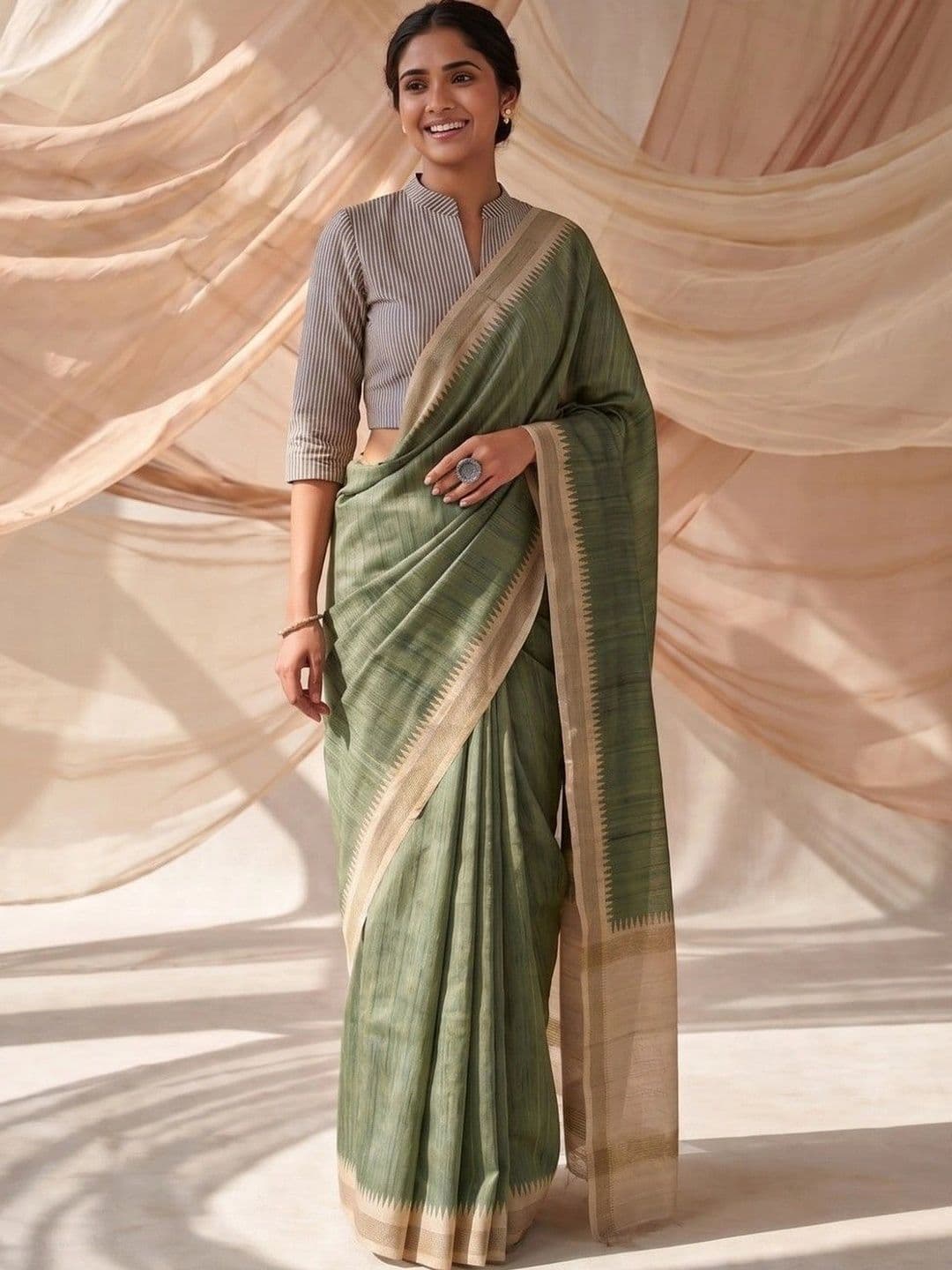 House of Vived Embellished Silk Blend Designer Saree - view 1