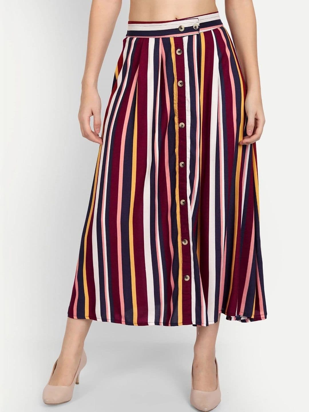 Aaruvi Ruchi Verma Women Striped Midi Flared Skirt thumbnail 6