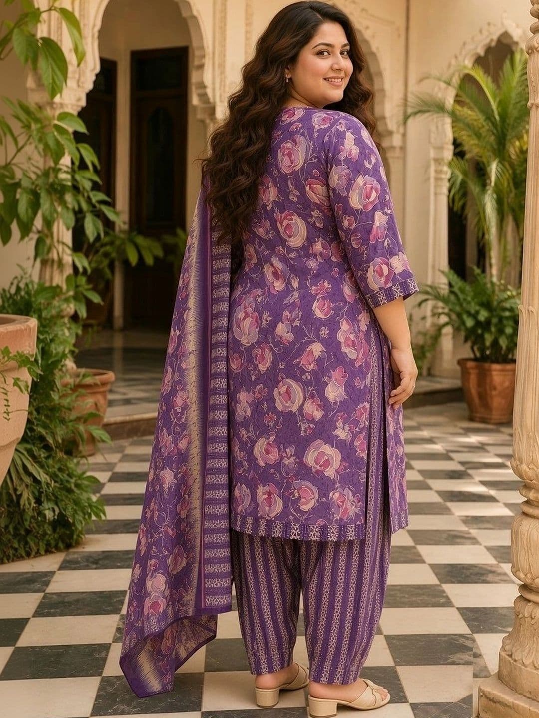 KALINI Women Floral Printed Regular Kurta with Patiala & With Dupatta thumbnail 6