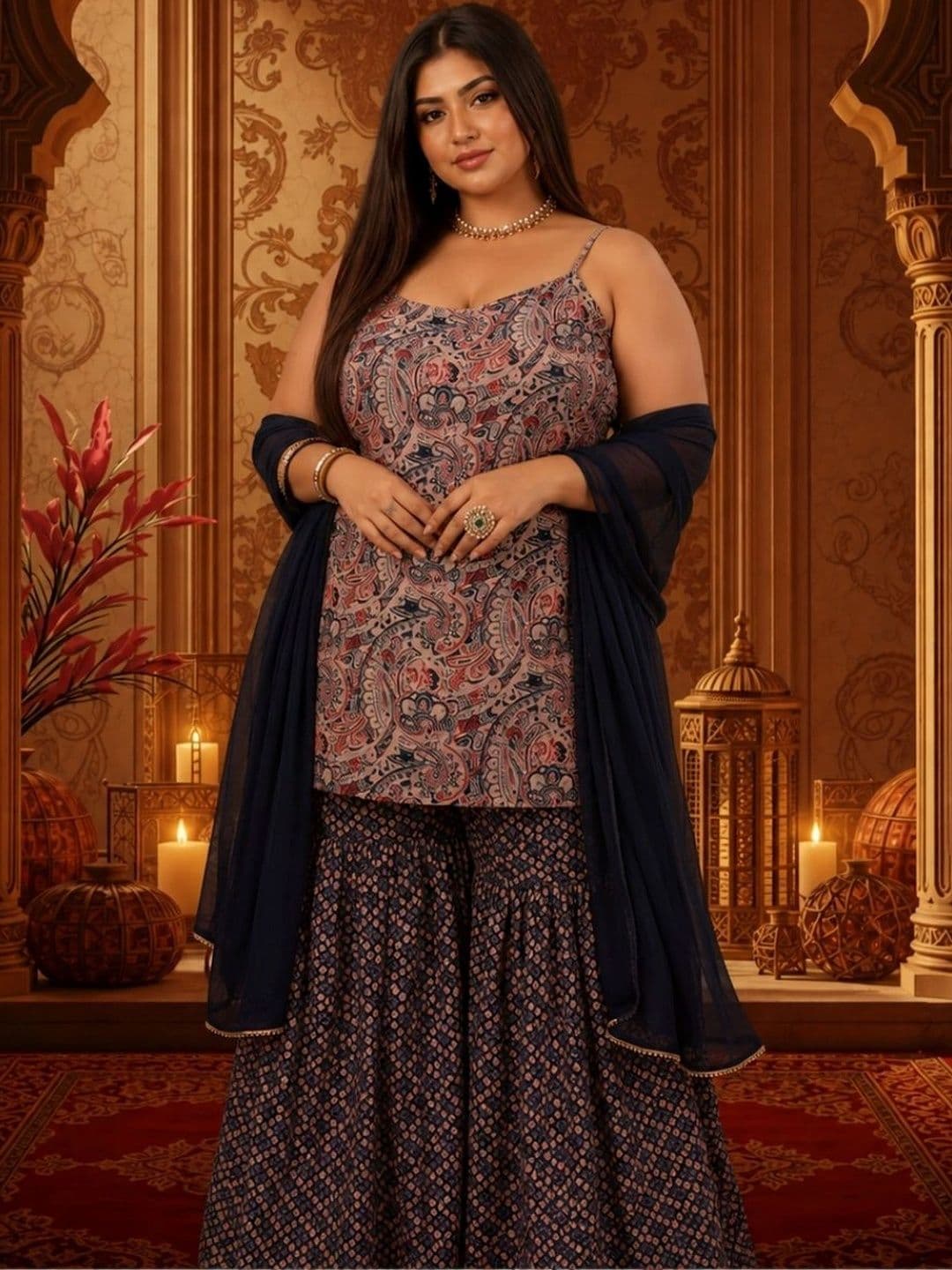 indo street Women Paisley Printed Regular Kurti with Sharara & With Dupatta - view 1