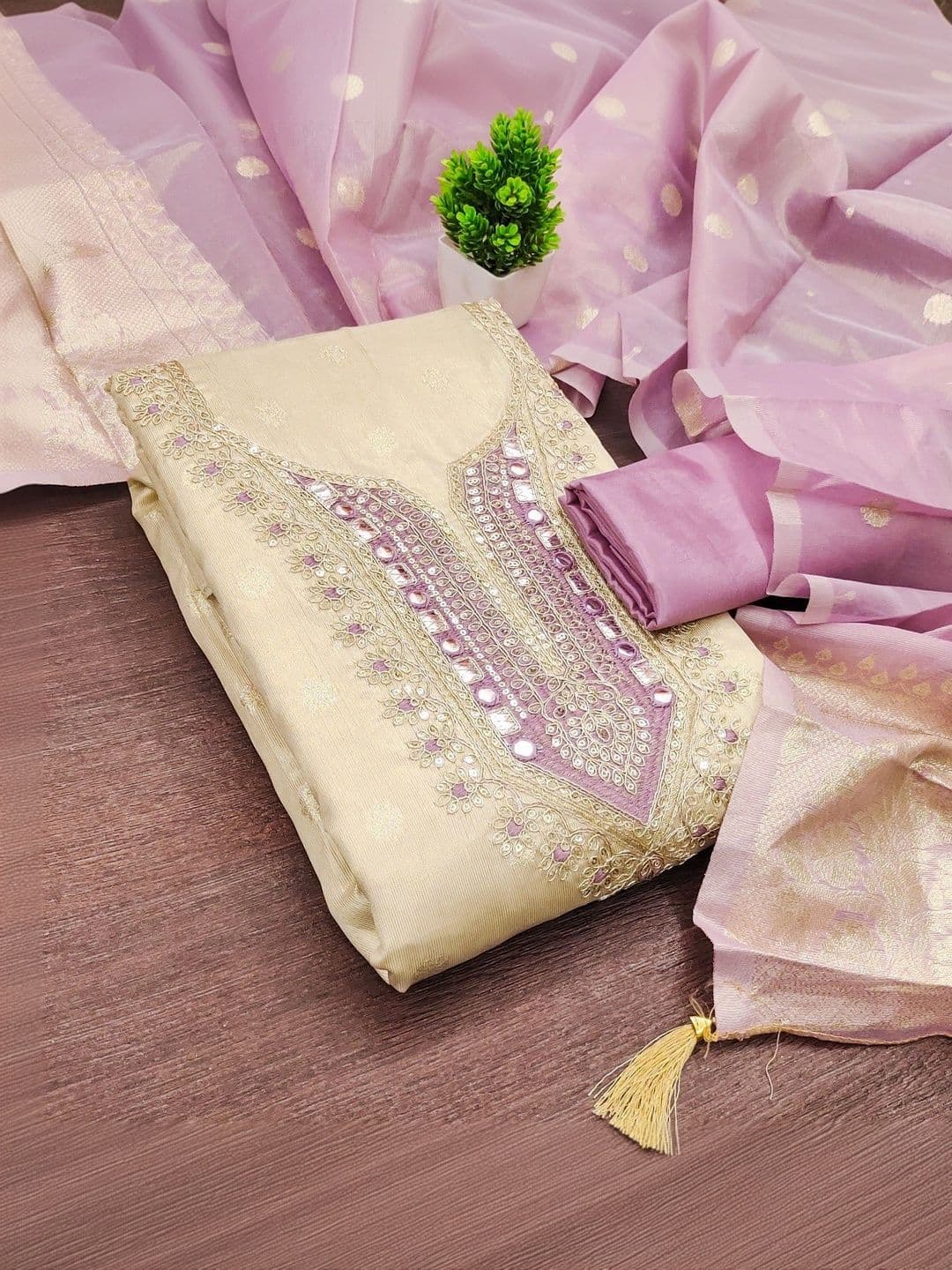 TAVAS Embroidered Unstitched Dress Material thumbnail 4