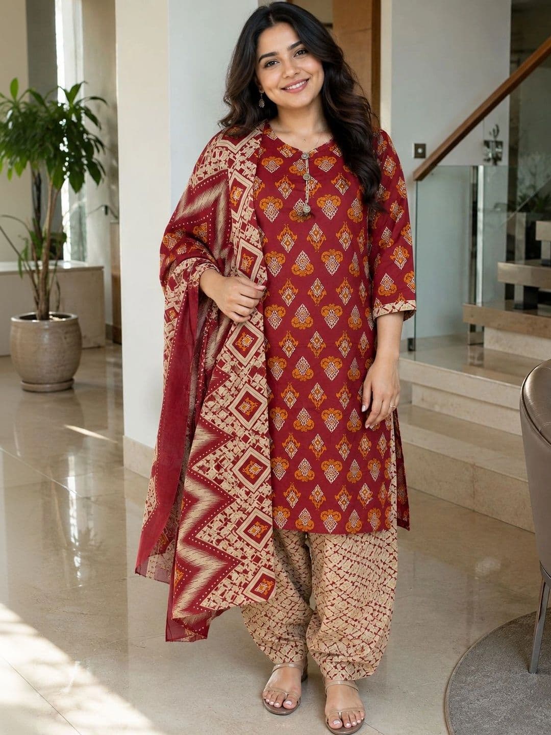 KALINI Women Ethnic Motifs Printed Regular Kurta with Patiala & With Dupatta - view 1