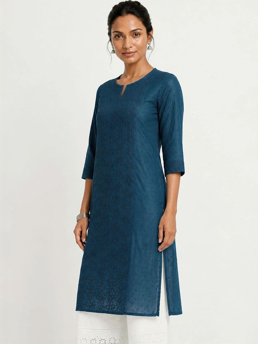 max Women Ethnic Motifs Embroidered Chikankari Kurta thumbnail 2