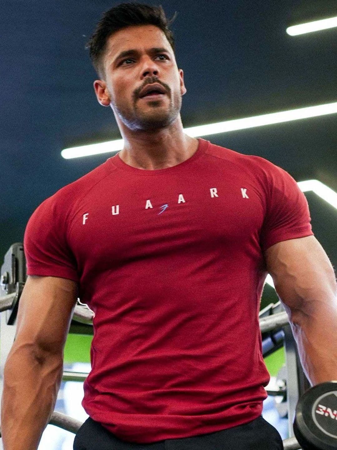 FUAARK Slim Fit Typography Printed Raglan Sleeves Anti Odour Gym T-shirt - view 1