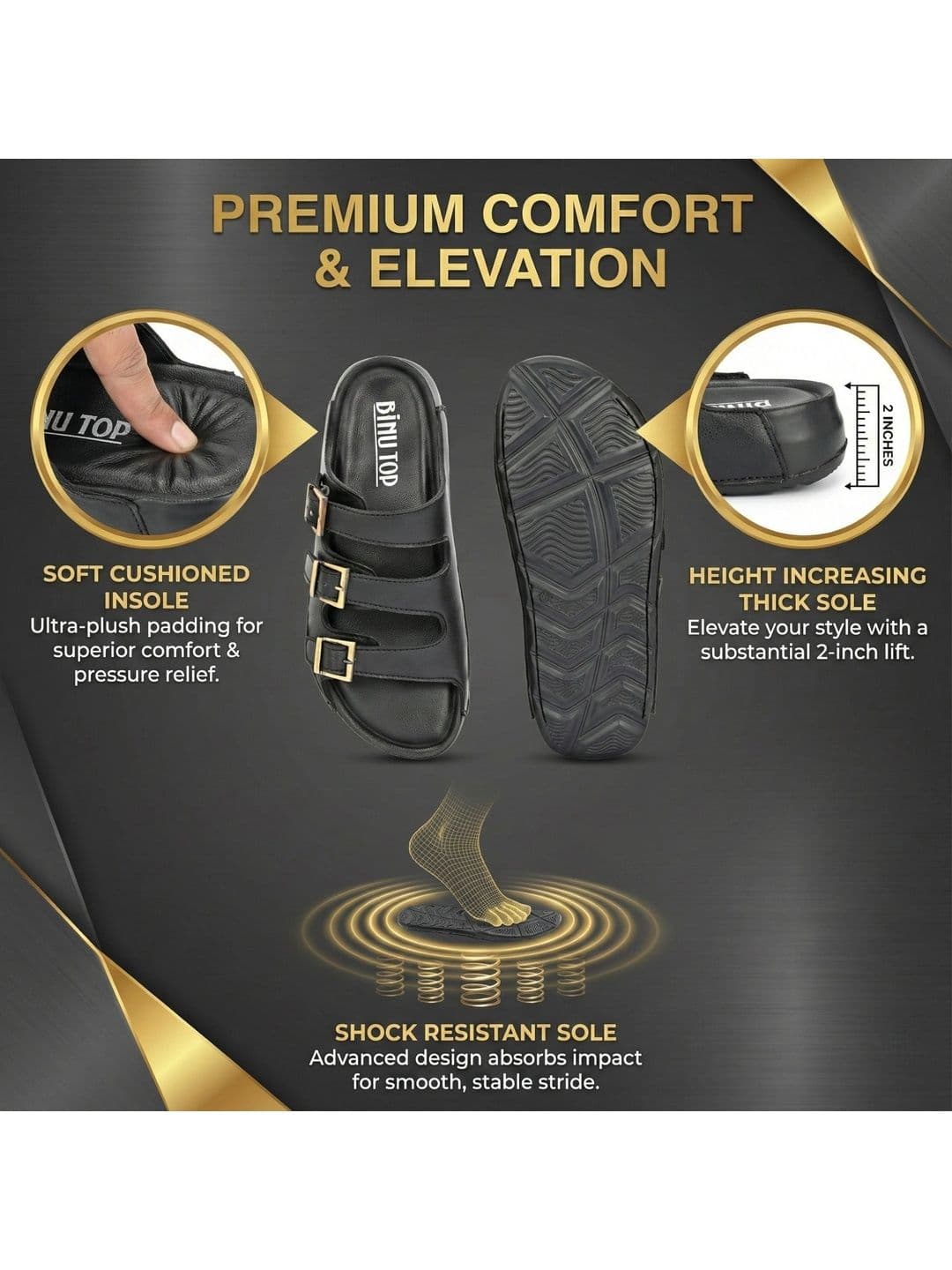 BINUTOP Men Comfort Sandals thumbnail 4