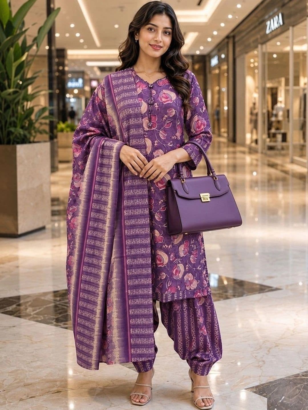 Roly Poly Women Floral Printed Regular Kurta with Patiala & With Dupatta thumbnail 5