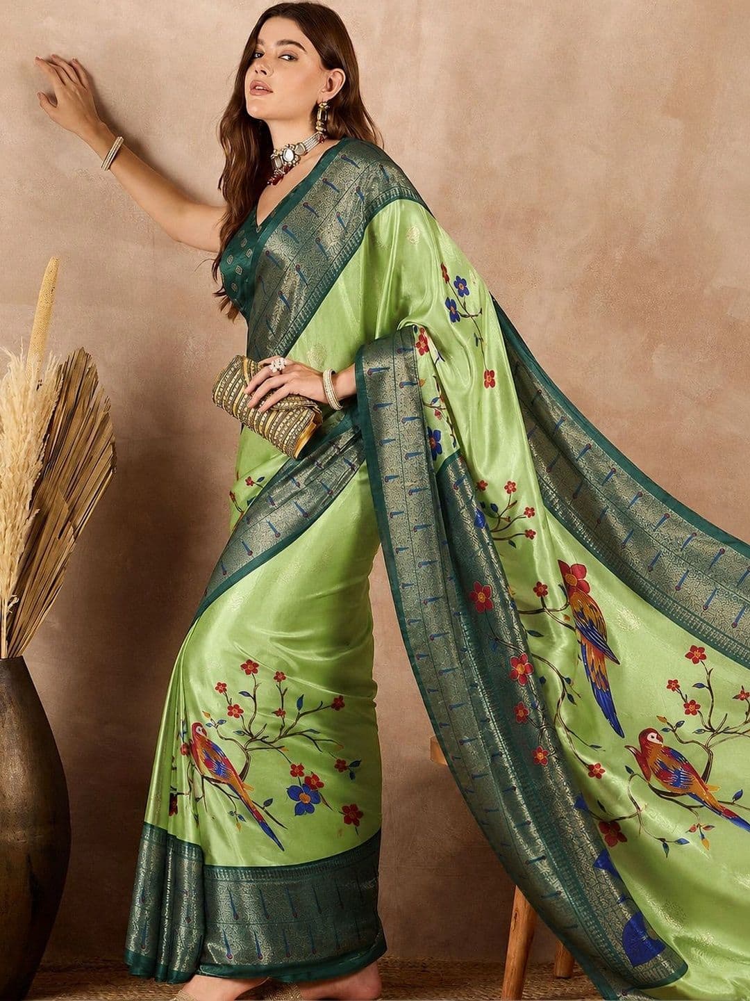 Sitanjali Kalamkari Zari Silk Blend Chanderi Saree thumbnail 3