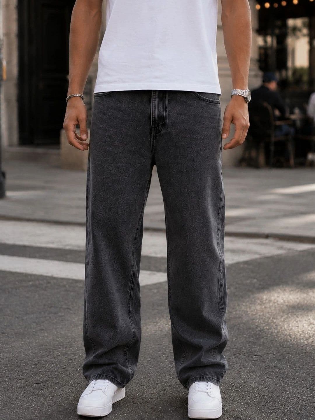 DENIM HAWK Men Classic Straight Fit Mid-Rise Printed Stretchable Jeans thumbnail 4