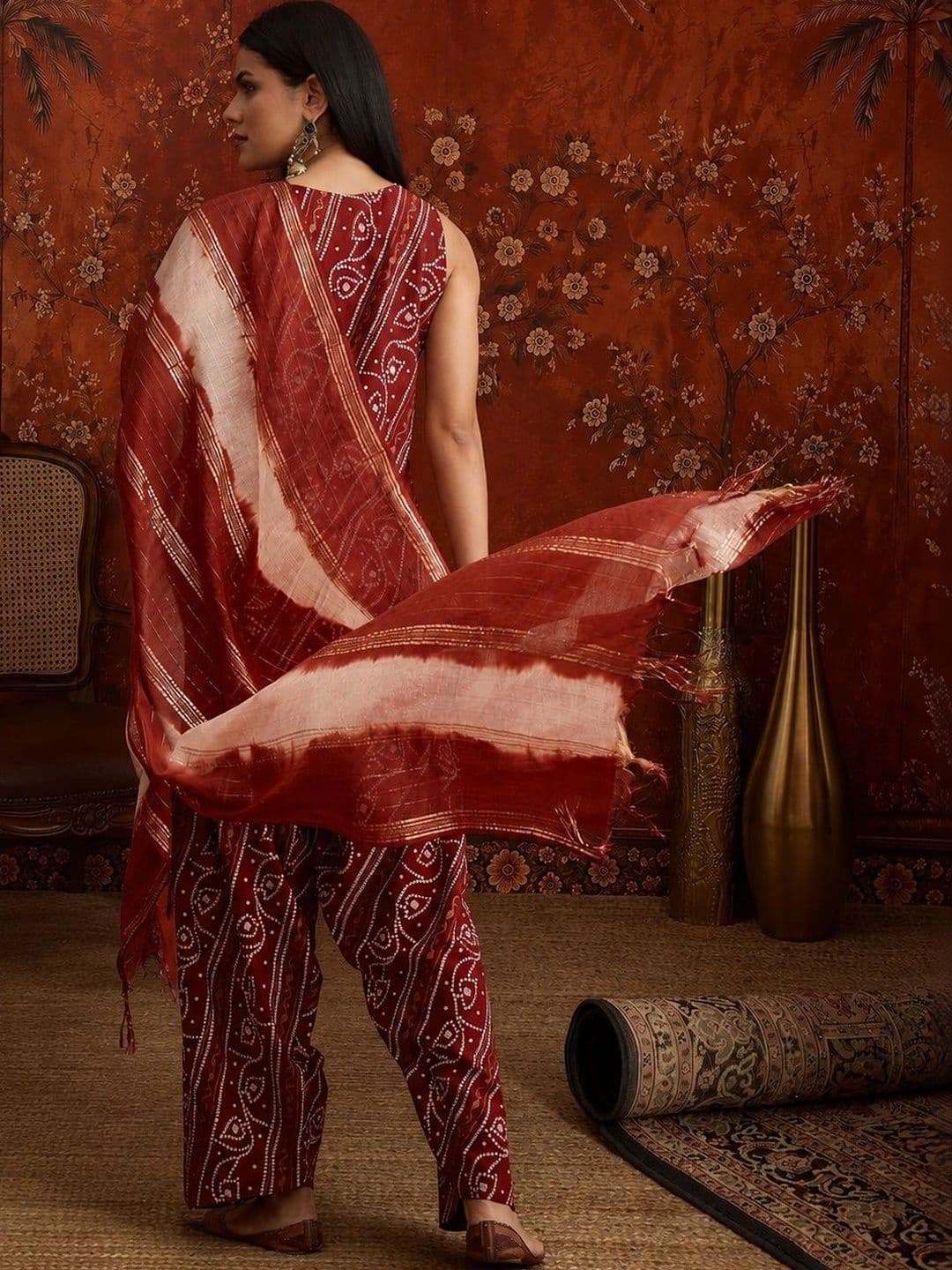 Sangria Women Ethnic Motifs Printed Regular Kurta with Patiala & With Dupatta thumbnail 7