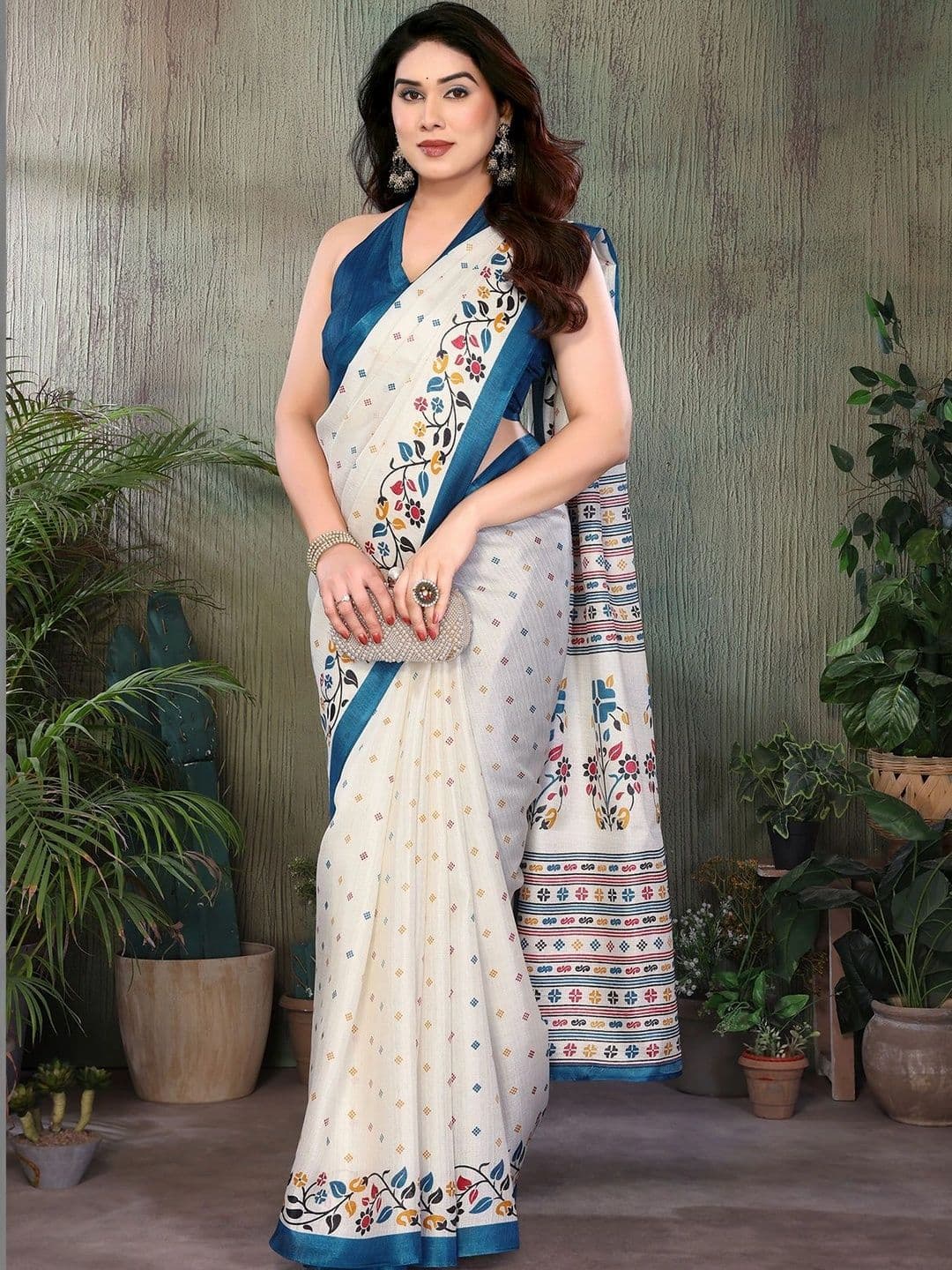 ANIRAV Floral Art Silk Saree thumbnail 3