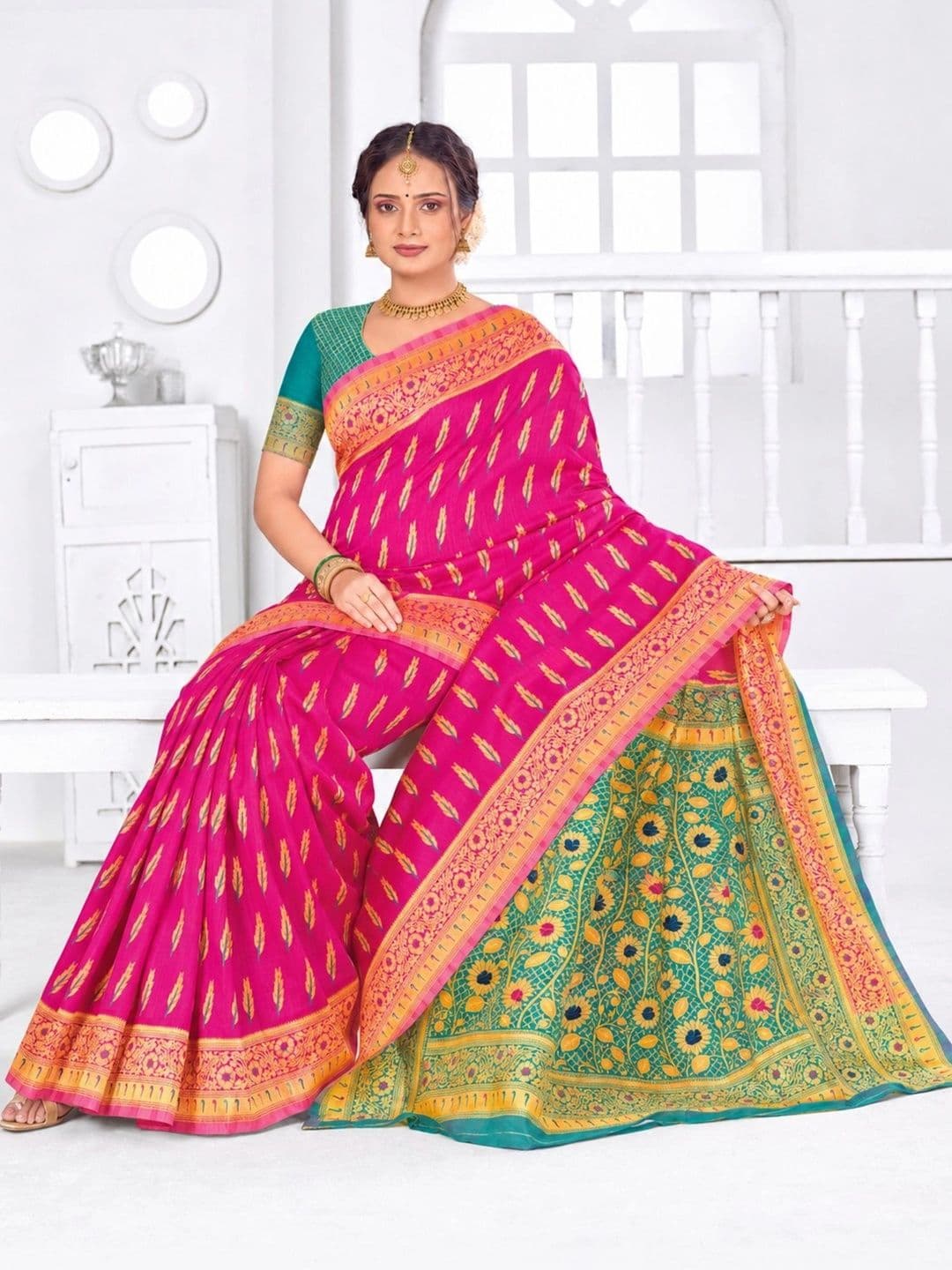 Dimaxi Vastra Woven Design Zari Kota Saree thumbnail 6