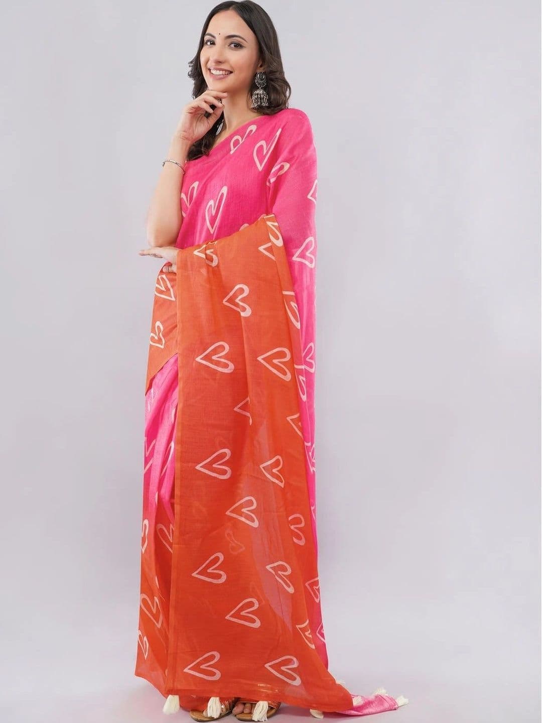 SAMANTHA Ethnic Motifs Linen Blend Belted Saree thumbnail 2