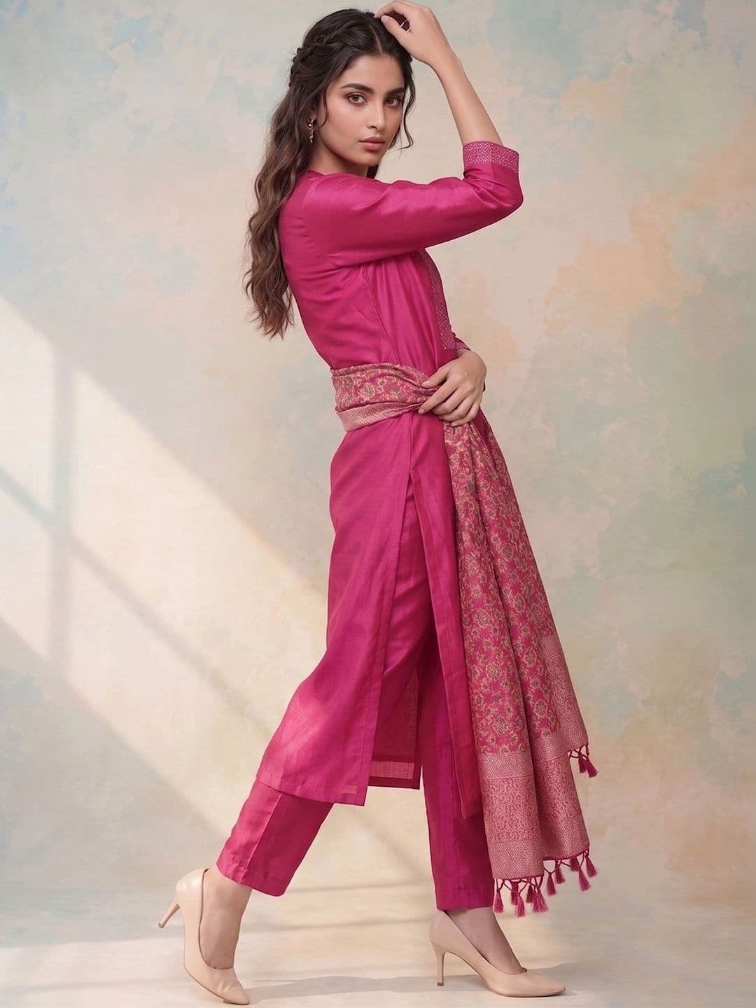 AADVIKA Women Regular Kurta with Trousers & With Dupatta thumbnail 6