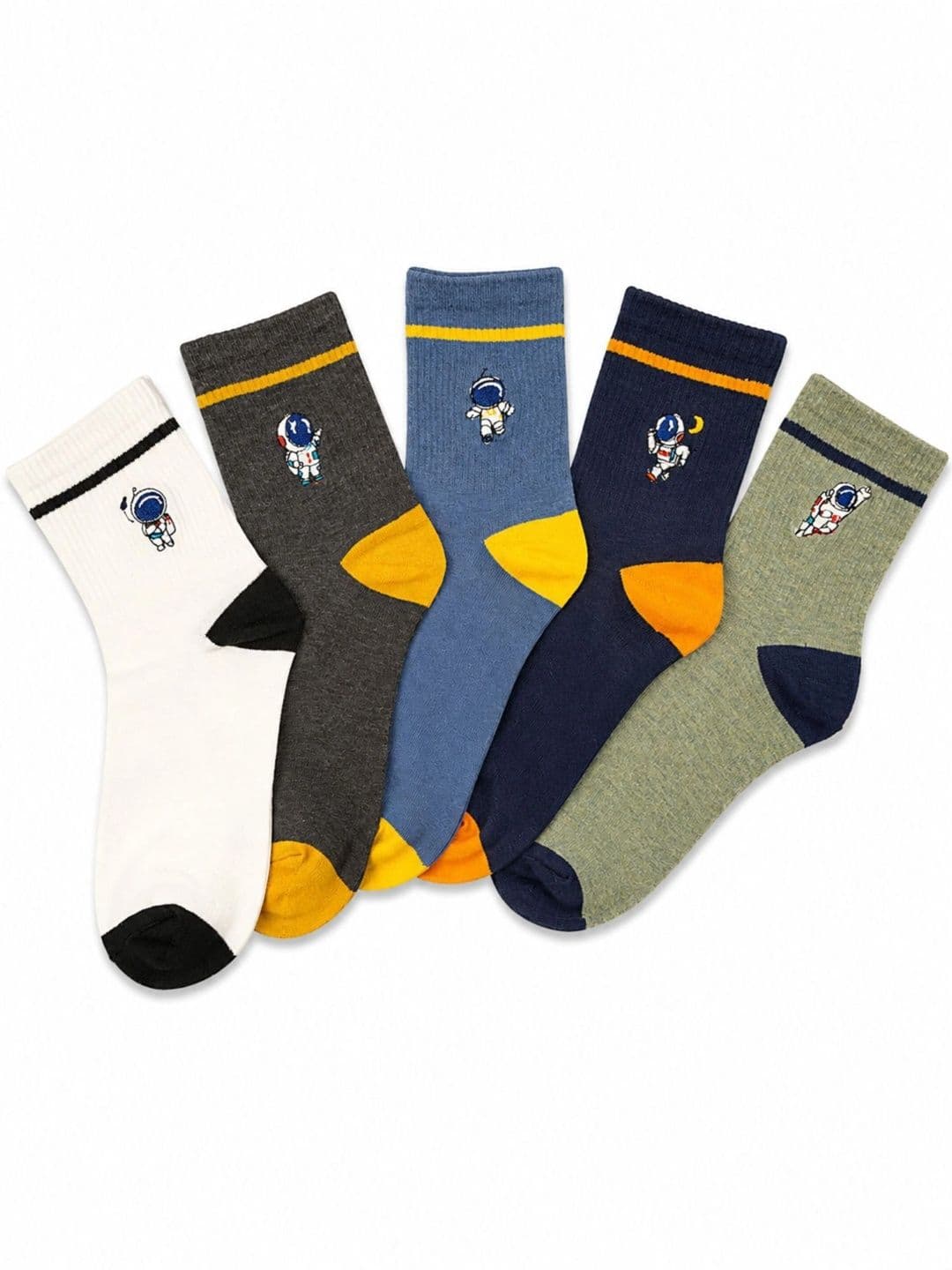 ZIBELL Men Pack of 5 Cotton Assorted Patterned Above Ankle Socks - view 1