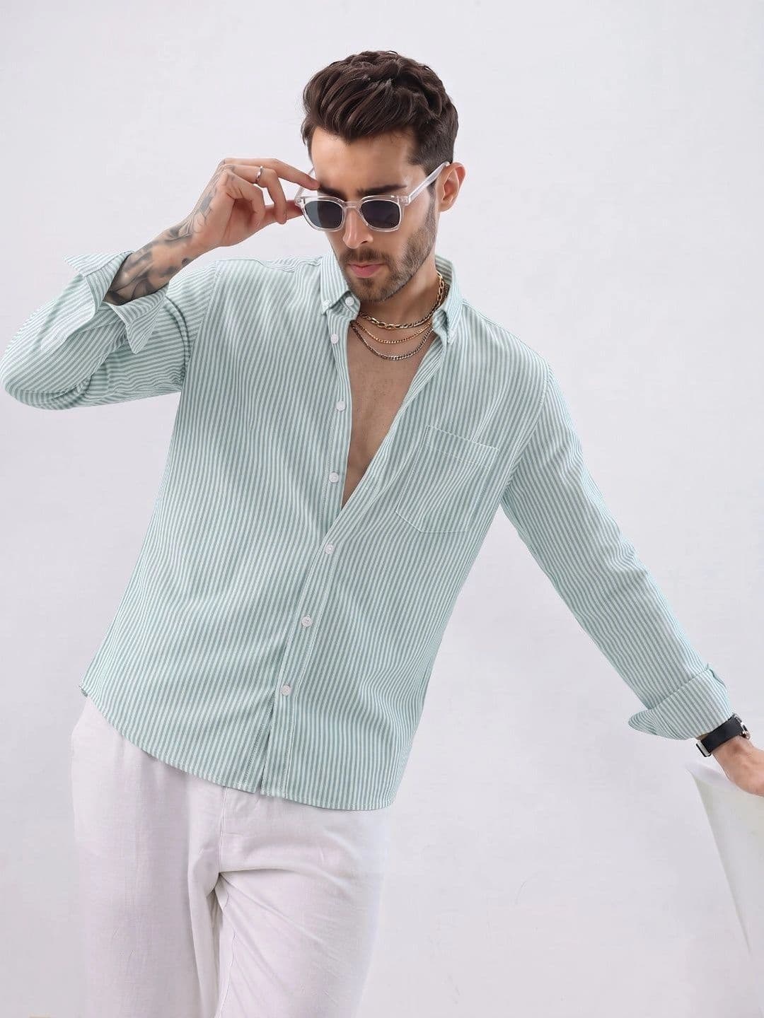 HENSHIKA Men Standard Striped Casual Shirt thumbnail 2