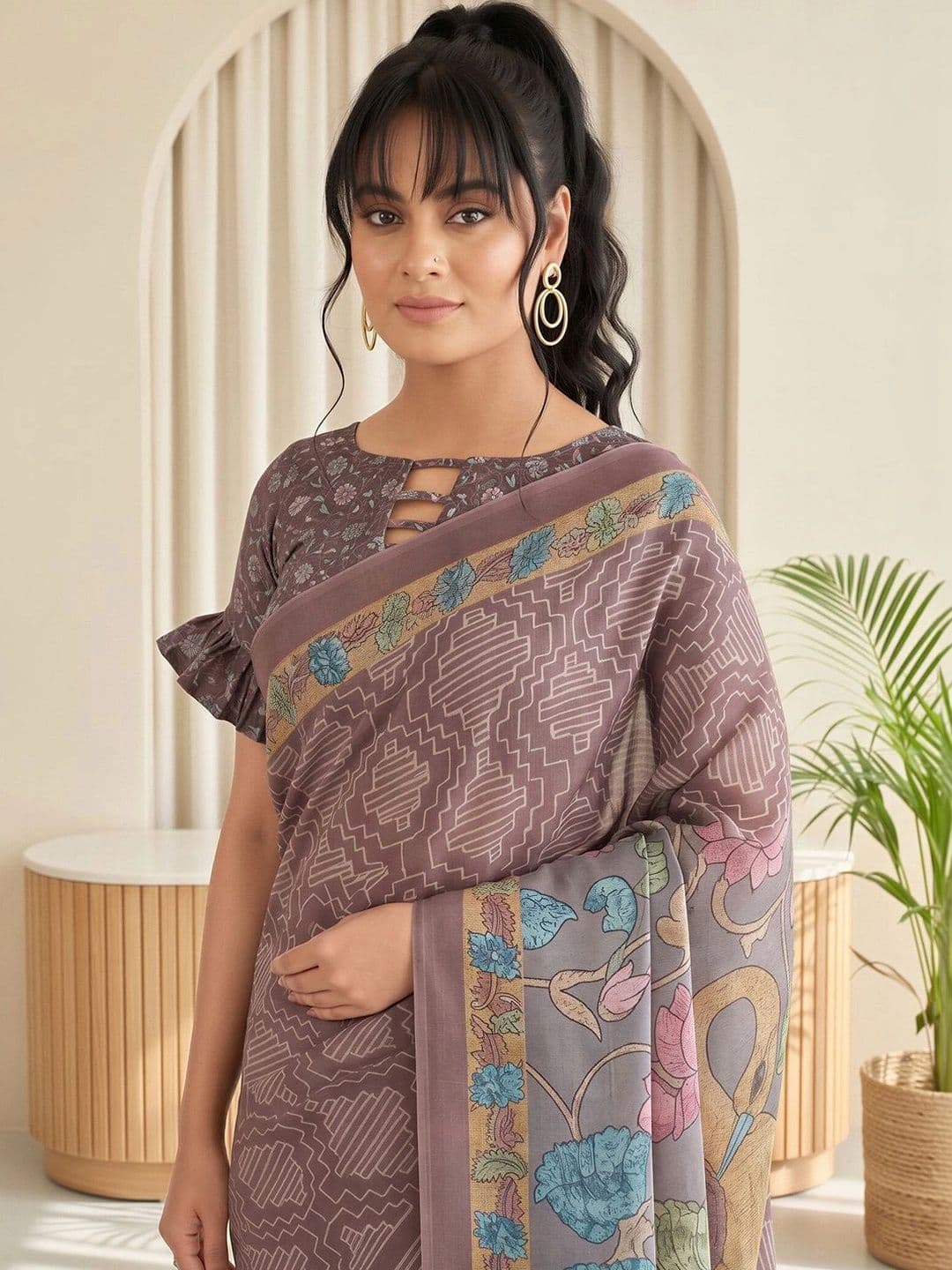 Sangria  Women Linen Blend Designer Saree thumbnail 5