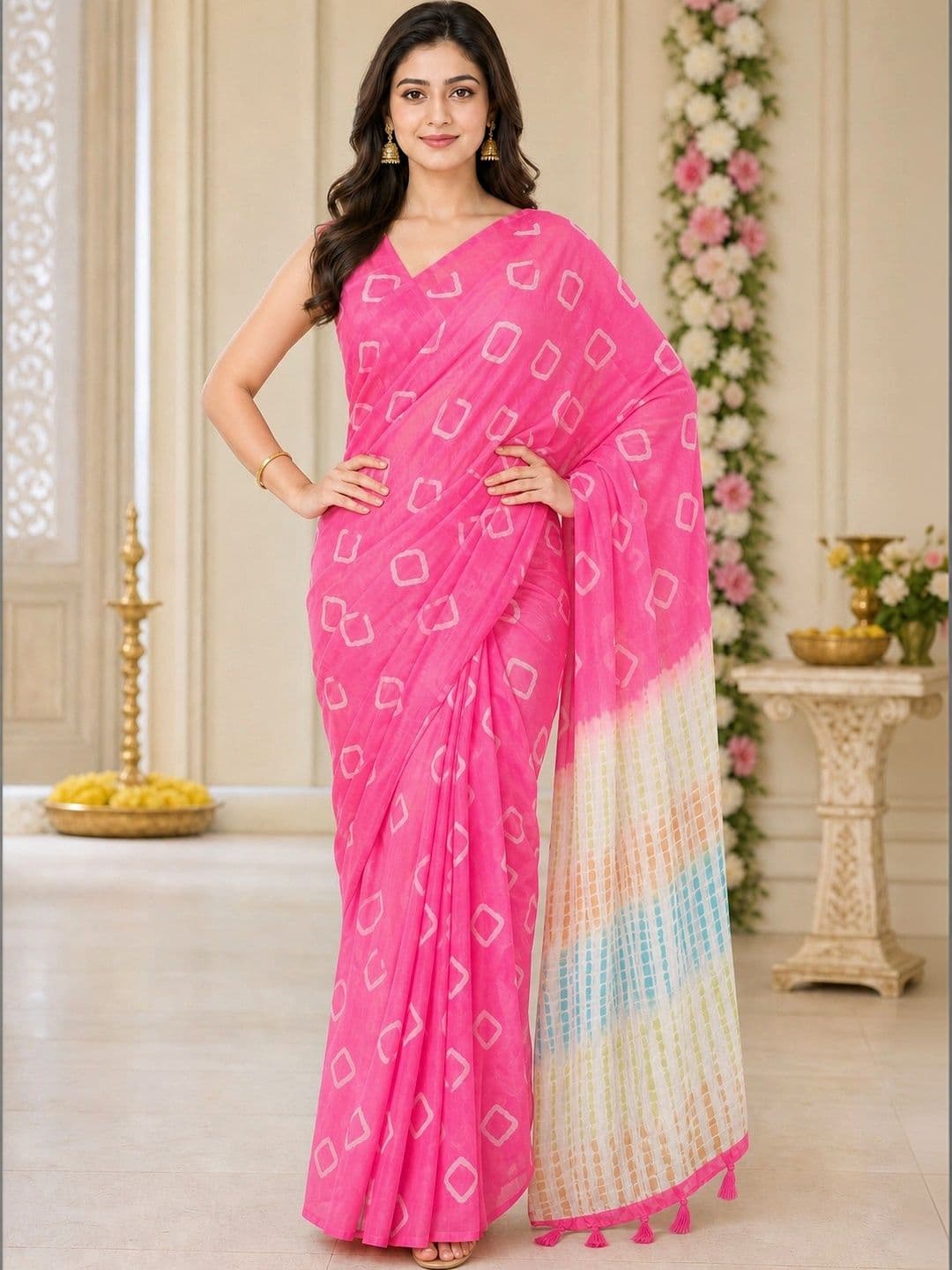 Saatika Tie and Dye Chanderi Saree - view 1