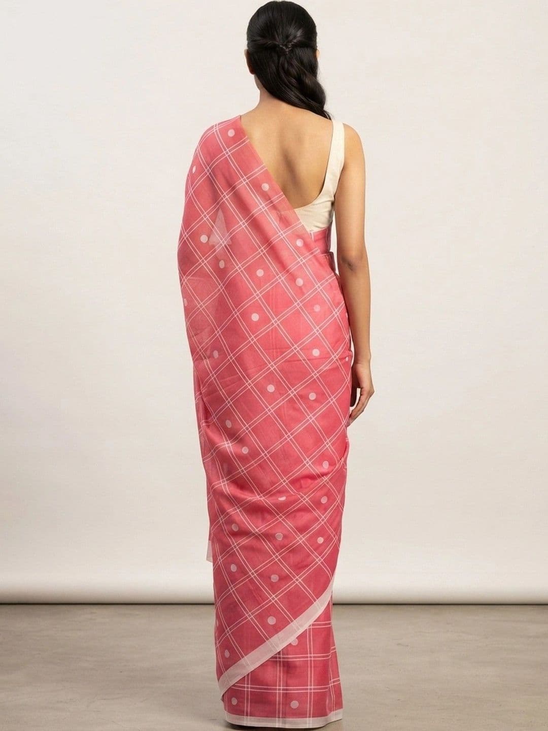 Saatika Checked Chanderi Saree thumbnail 3