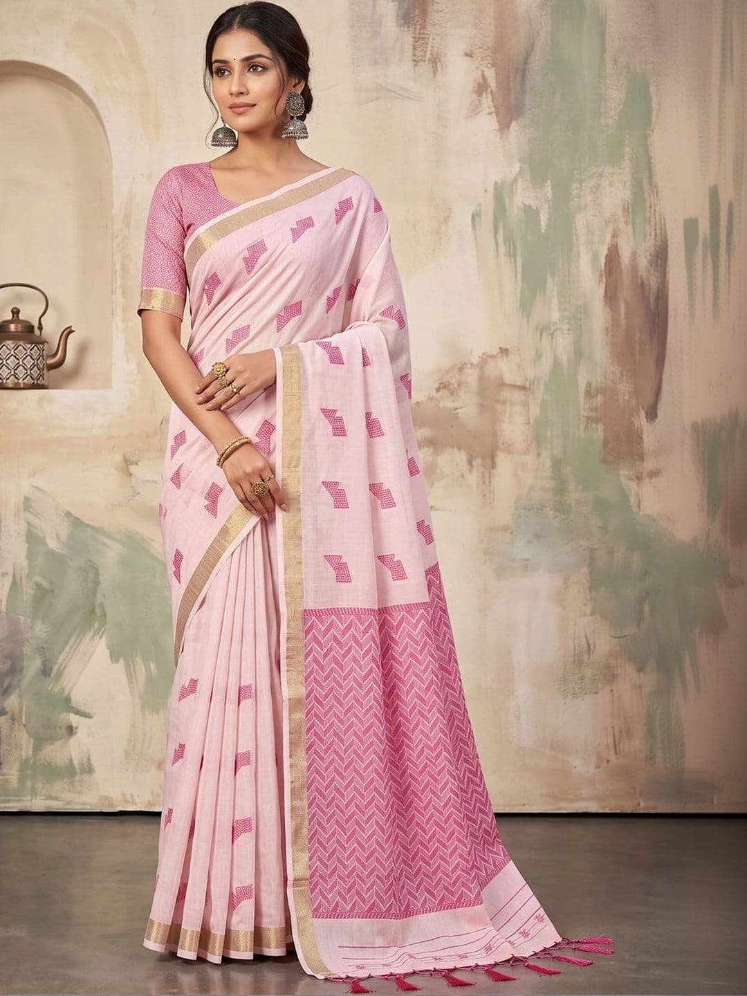 Mitera Woven Design Linen Blend Saree - view 1