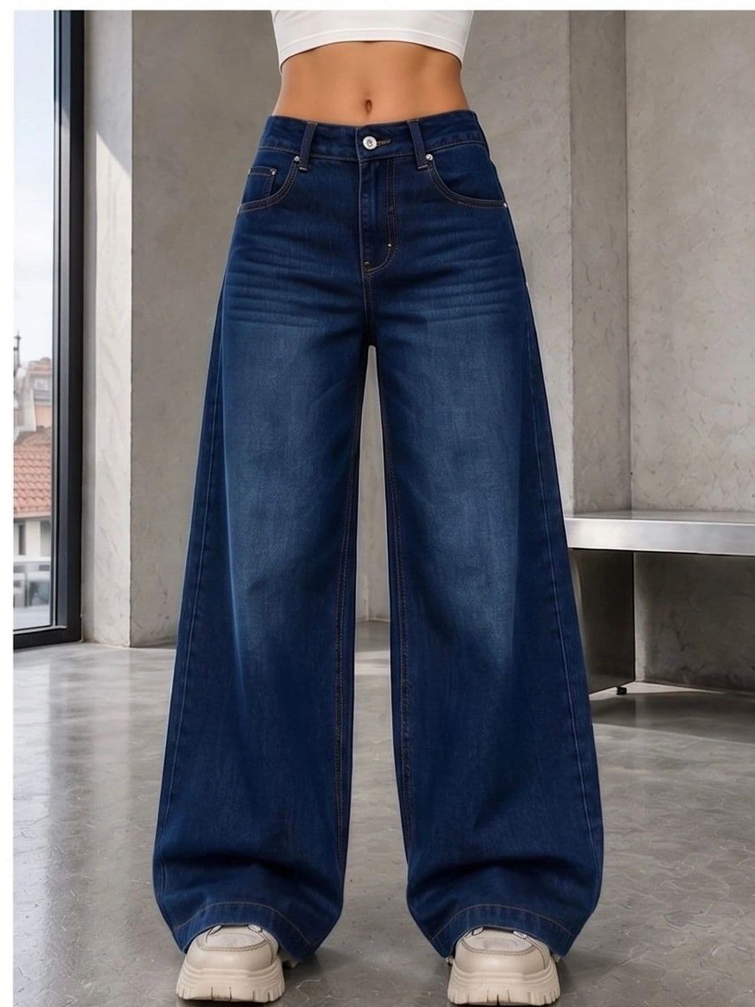 Shrutika Women Original Wide Leg High-Rise Light Fade Stretchable Jeans - view 1
