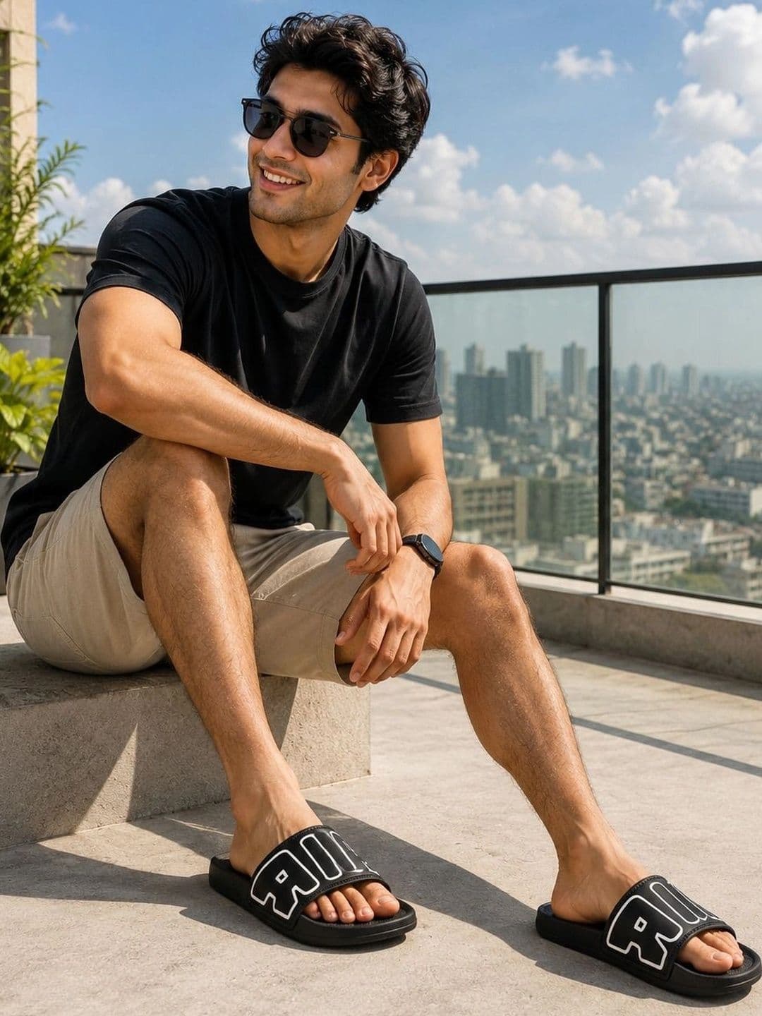 TRV Men Printed Sliders - view 1