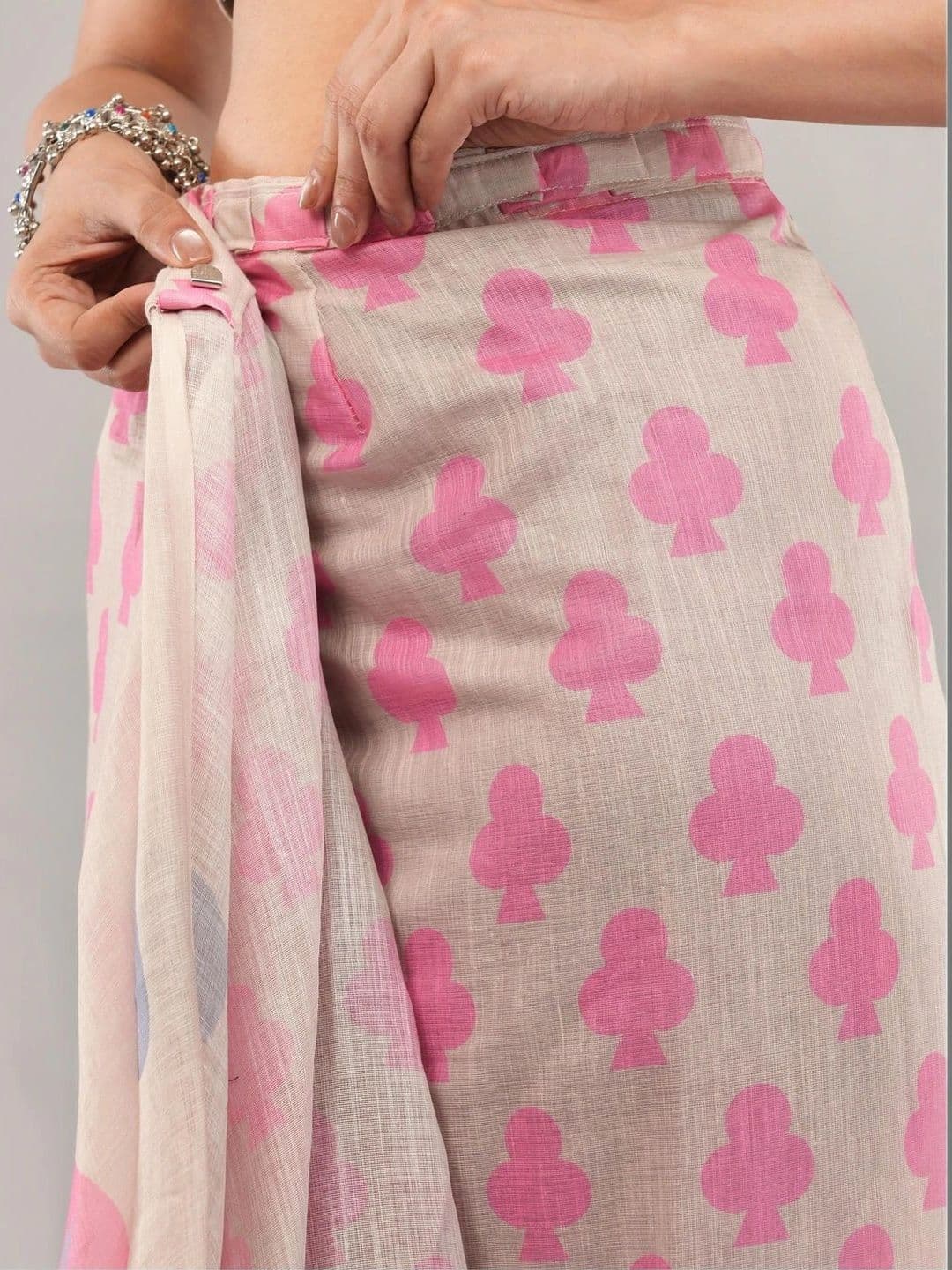 SAMANTHA Ethnic Motifs Linen Blend Belted Saree thumbnail 5