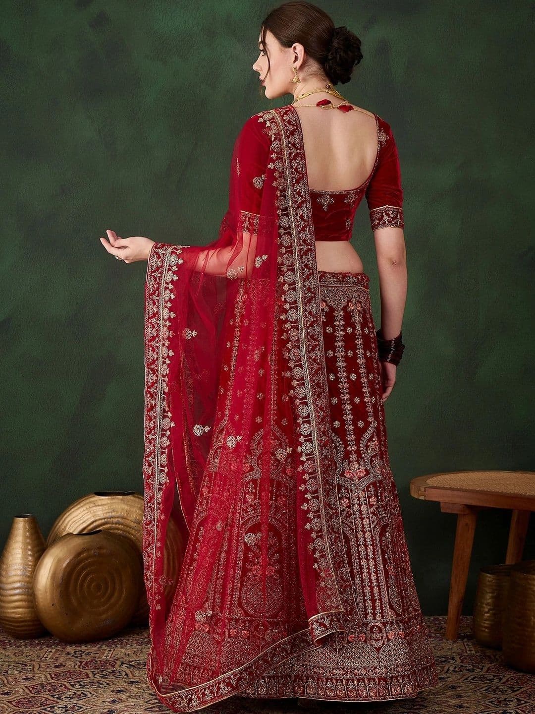 Anouk Rustic Embroidered Semi-Stitched Lehenga & Unstitched Blouse With Dupatta thumbnail 5