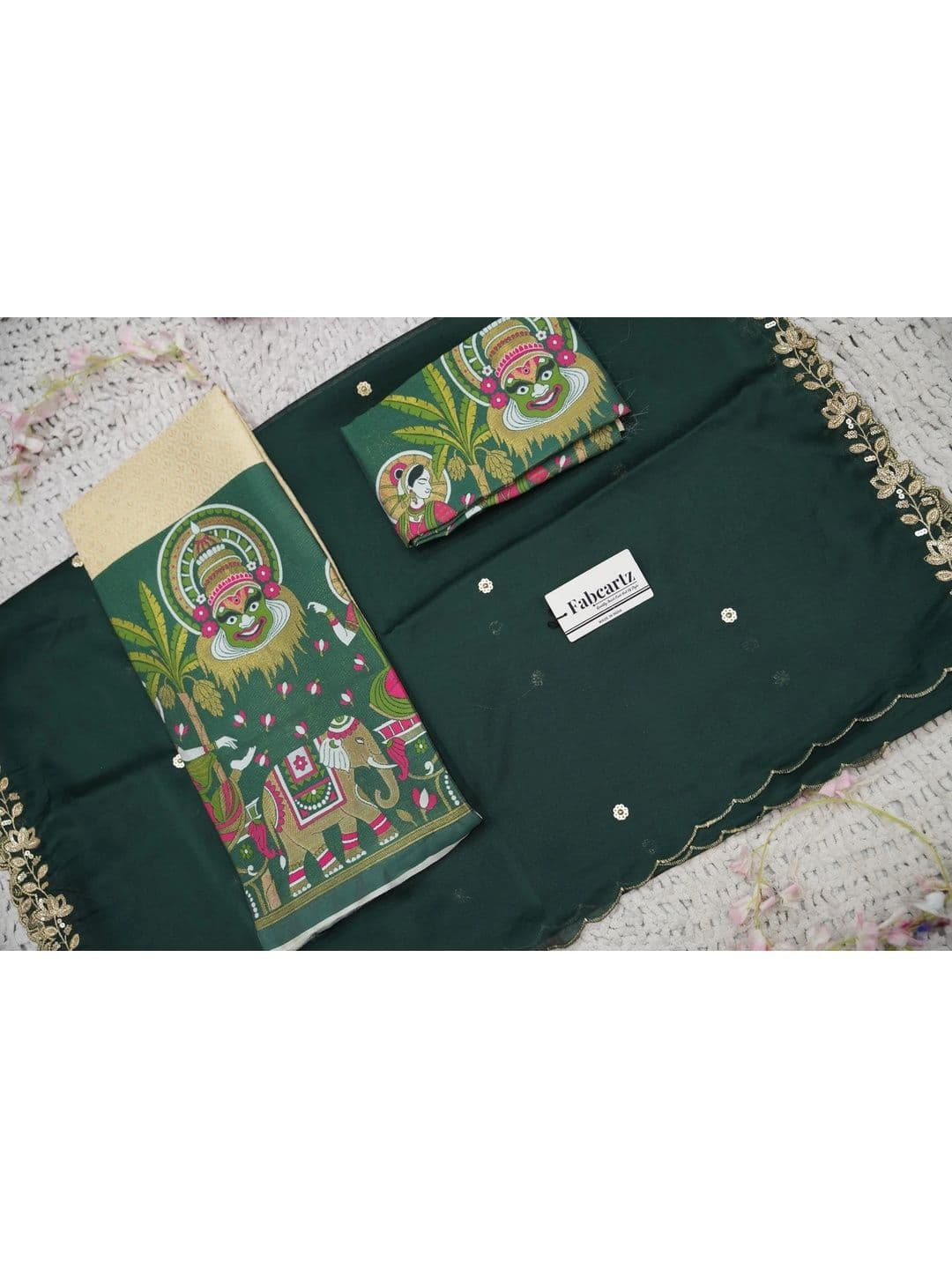 Fabcartz Sequinned Unstitched Lehenga & Blouse With Dupatta thumbnail 7