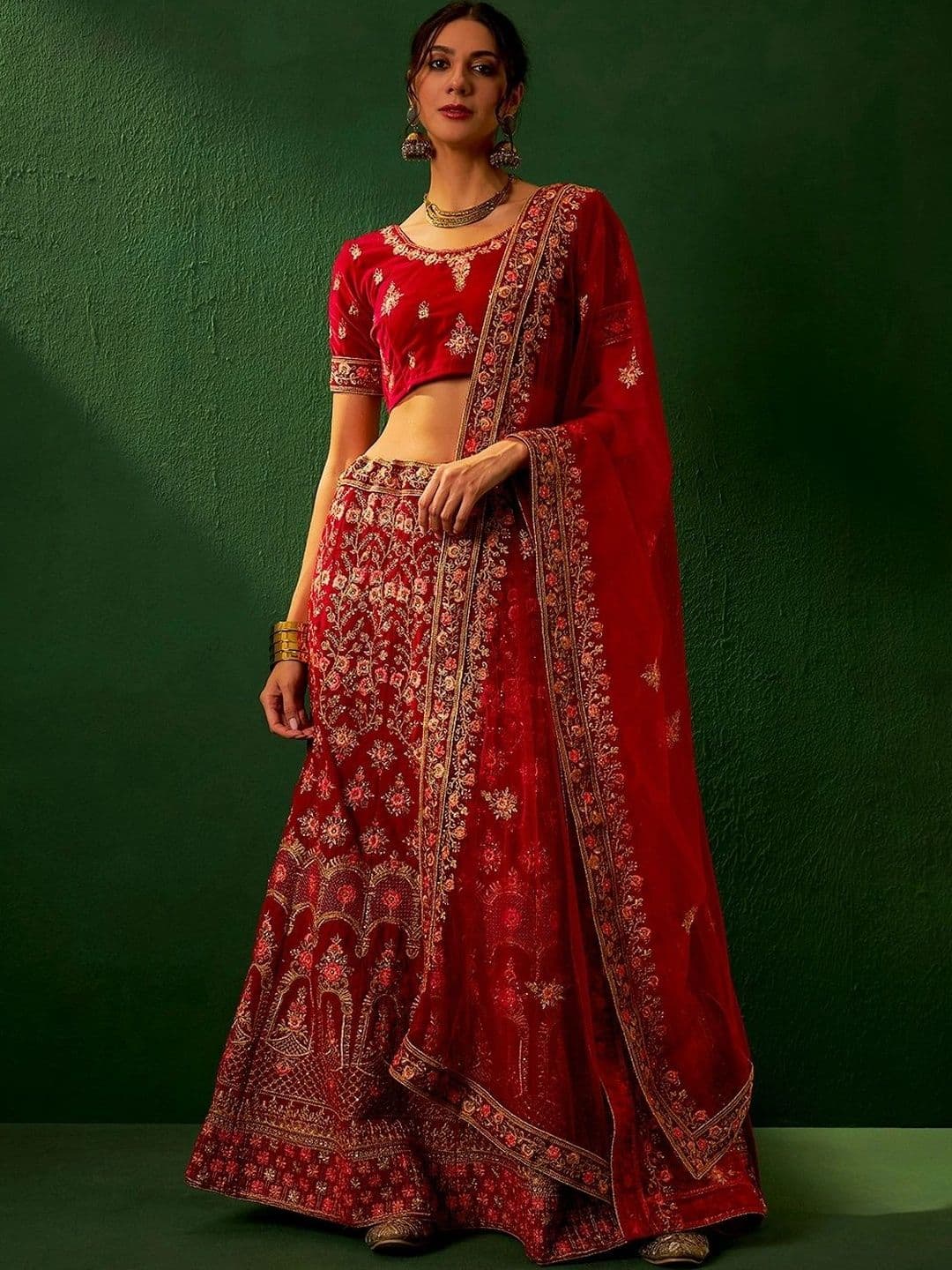 Anouk Rustic Embroidered Thread Work Semi-Stitched Lehenga & Unstitched Blouse With Dupatta thumbnail 5