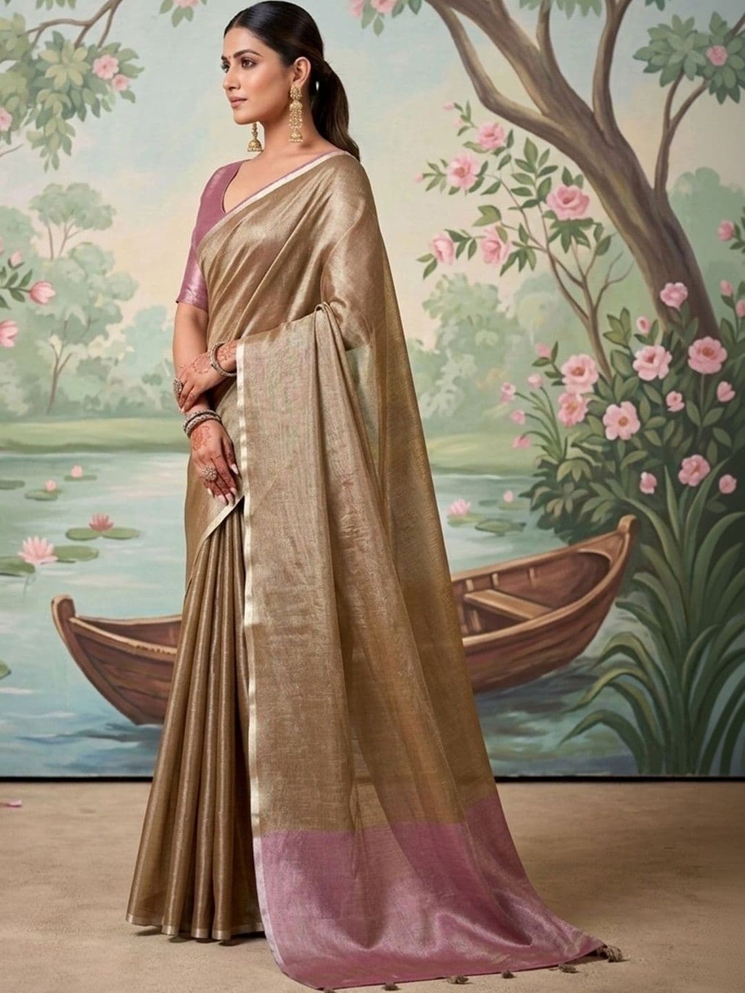 Mitera Woven Design Tissue Saree - view 1