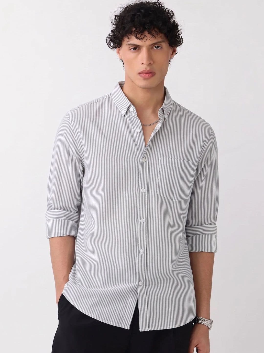 OQUENT Men Standard Striped Casual Shirt - view 1