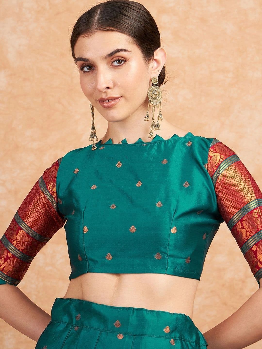 Anouk Rustic Embellished Semi-Stitched Lehenga & Unstitched Blouse With Dupatta thumbnail 6