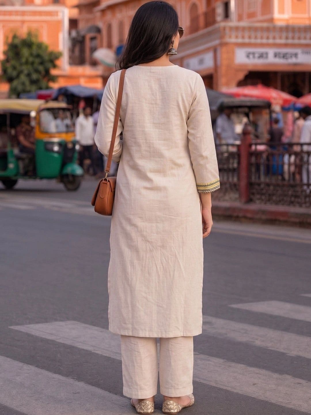 KALINI Women Ethnic Motifs Embroidered Regular Thread Work Kurta with Palazzos thumbnail 3