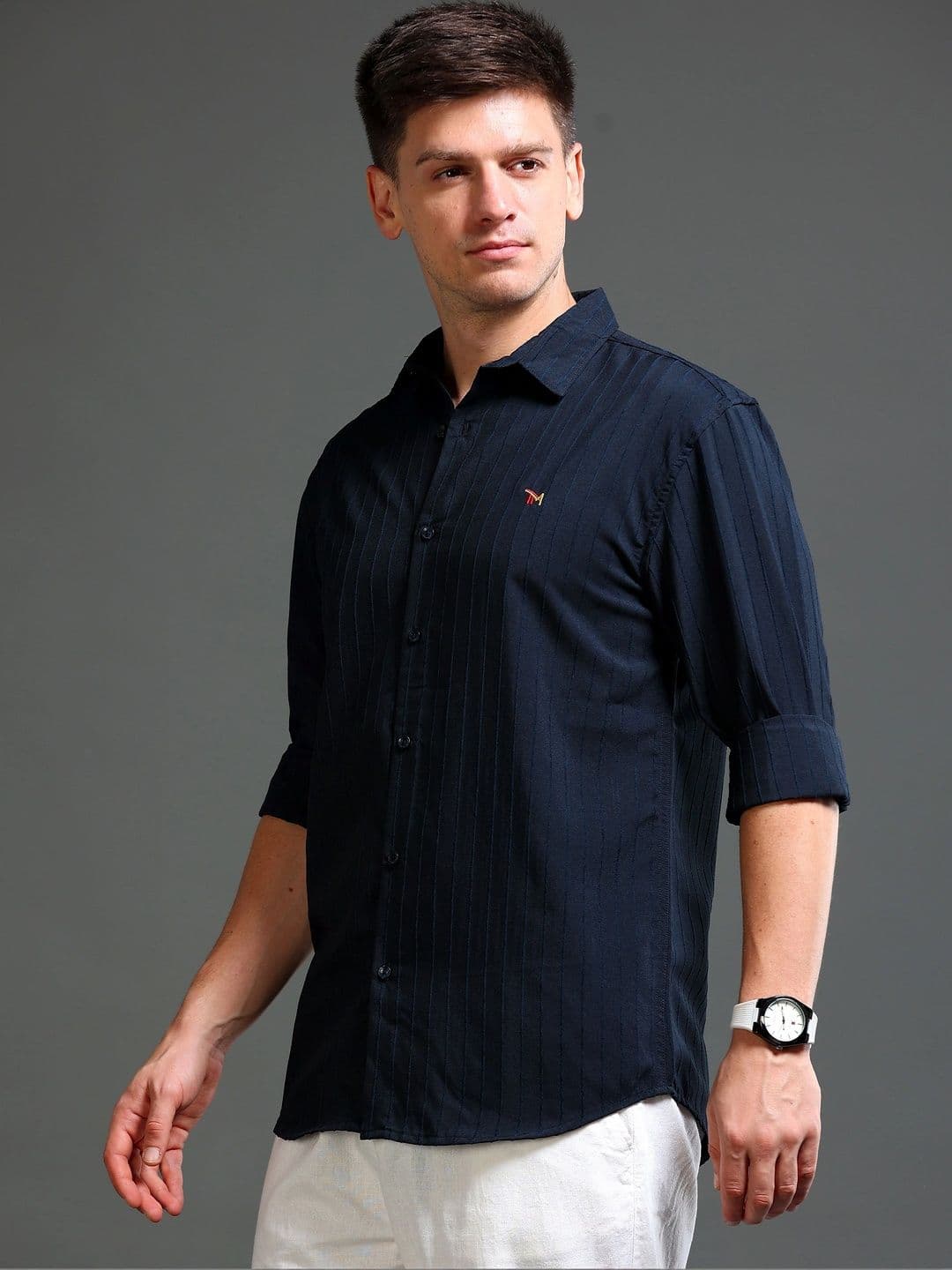 TOM MACKLER Men Classic Slim Fit Striped Casual Shirt thumbnail 5