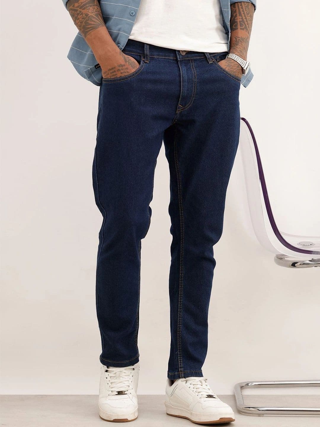 WROGN Men Slim Fit Mid-Rise Stretchable Jeans - view 1