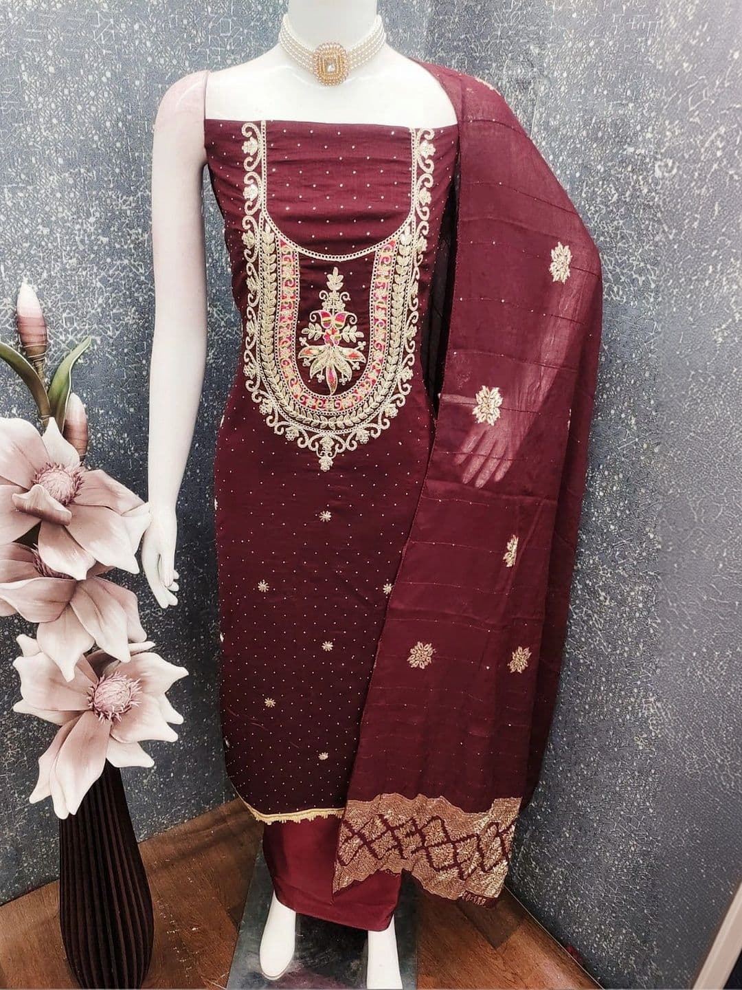 TAVAS Embroidered Unstitched Dress Material thumbnail 4