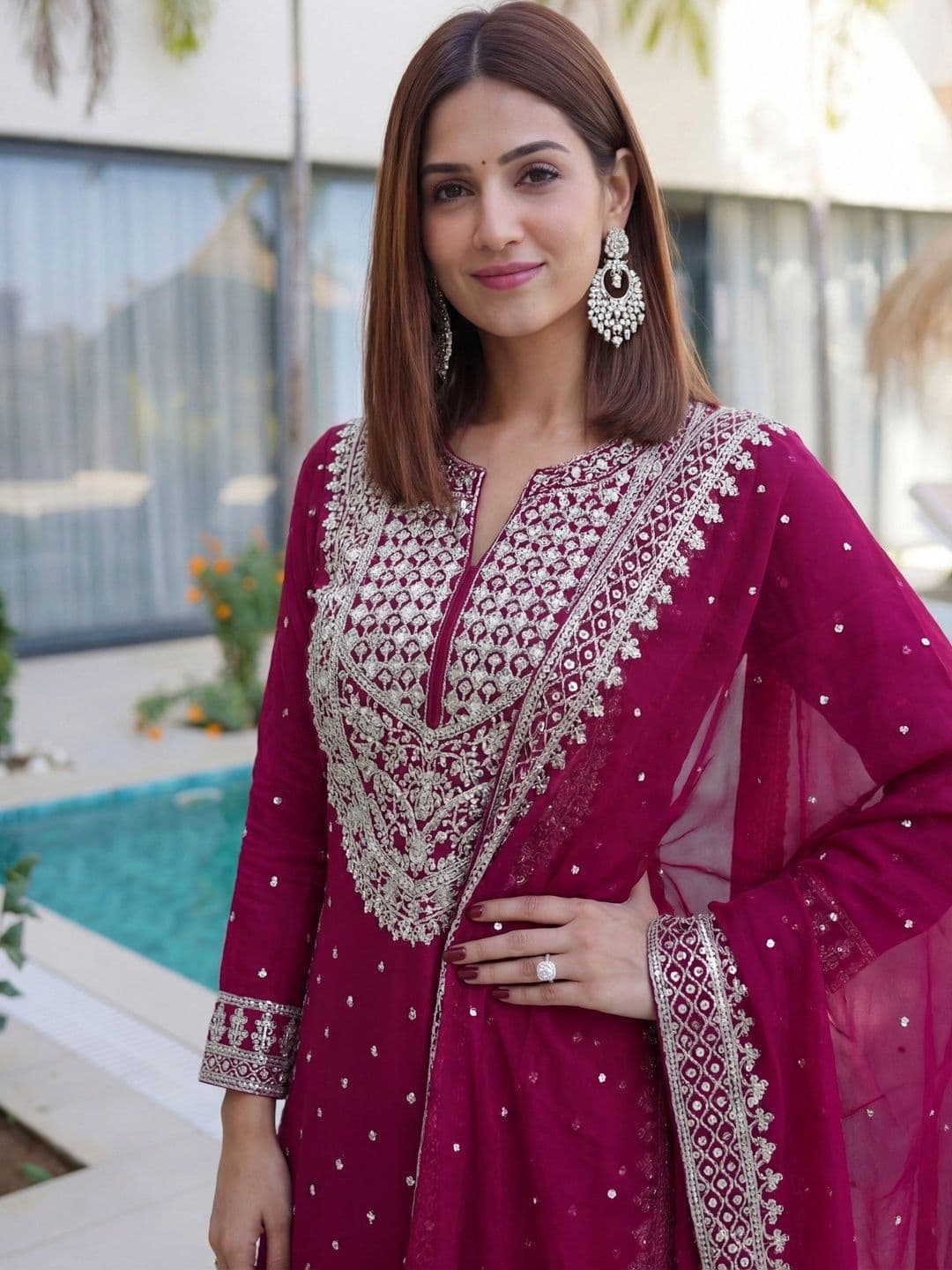 Anouk Women Ethnic Motifs Embroidered Regular Kurta with Sharara & With Dupatta thumbnail 5