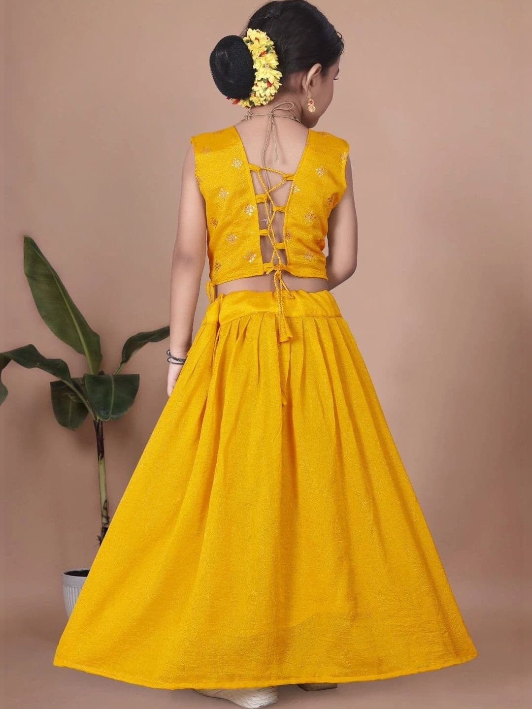 Tiny Twirls Girls Embellished Ready to Wear Lehenga & thumbnail 2