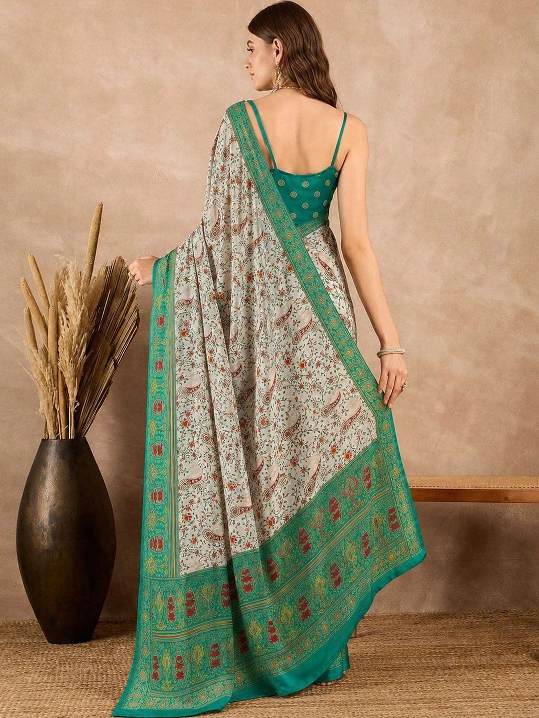 SANJANA  SILK SANJANA SILK Kalamkari Silk Blend Paithani Saree thumbnail 3