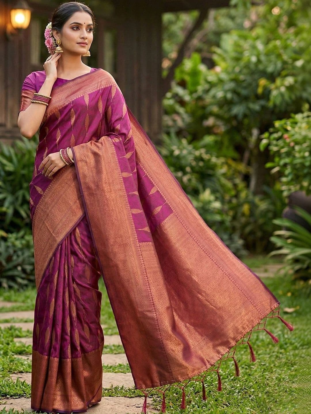 Mitera Woven Design Zari Silk Blend Banarasi Saree - view 1