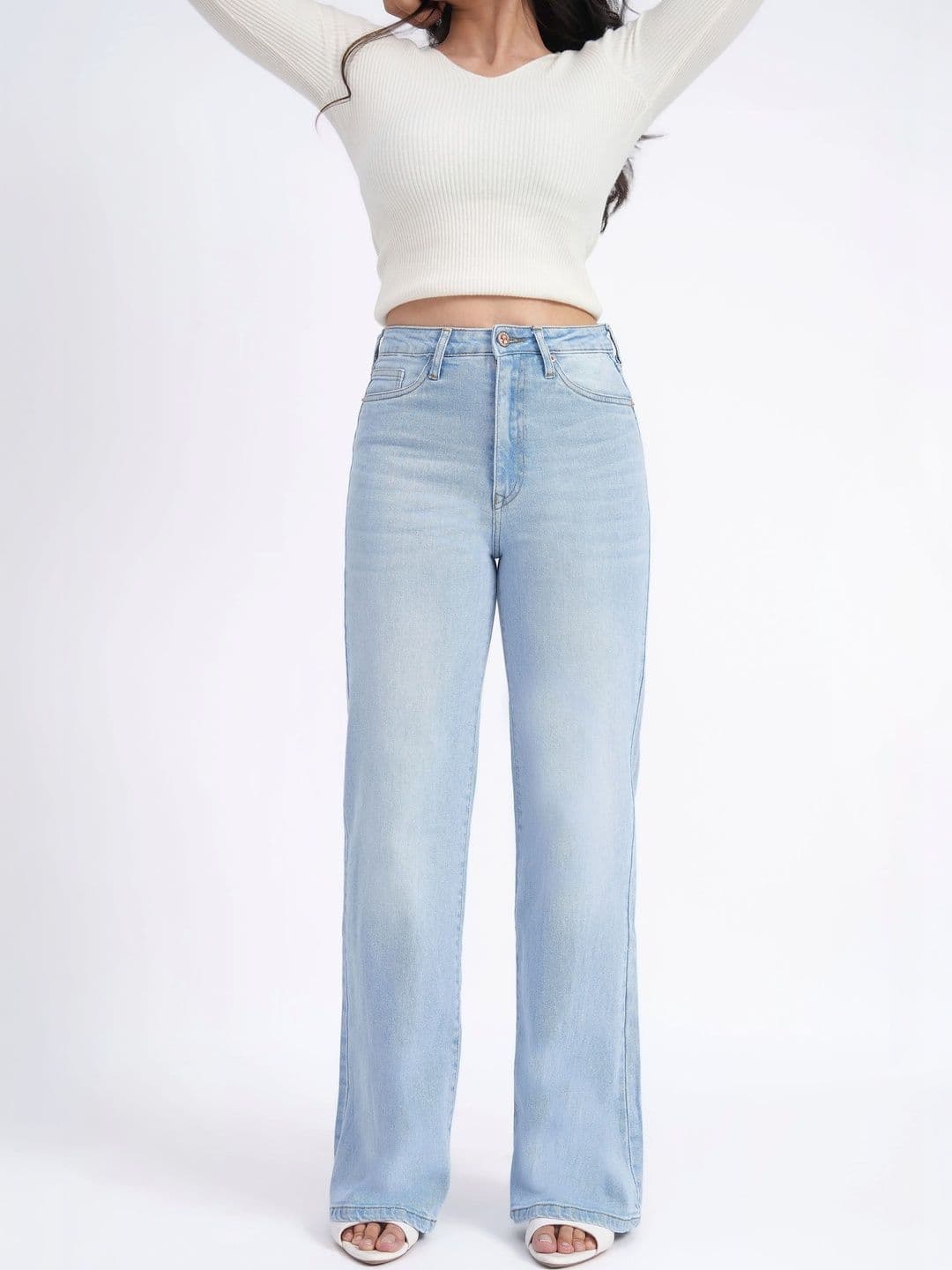 Defrost Jeans Women High-Rise Light Fade Stretchable Baggy Jeans - view 1
