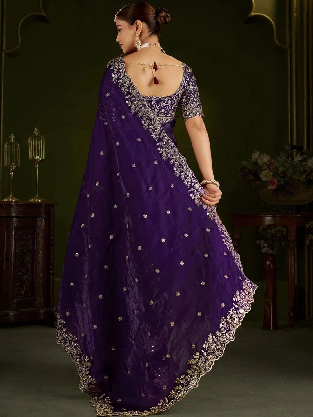 ANJAVI FASHION Women Floral Embroidered Heavy Work Saree thumbnail 7
